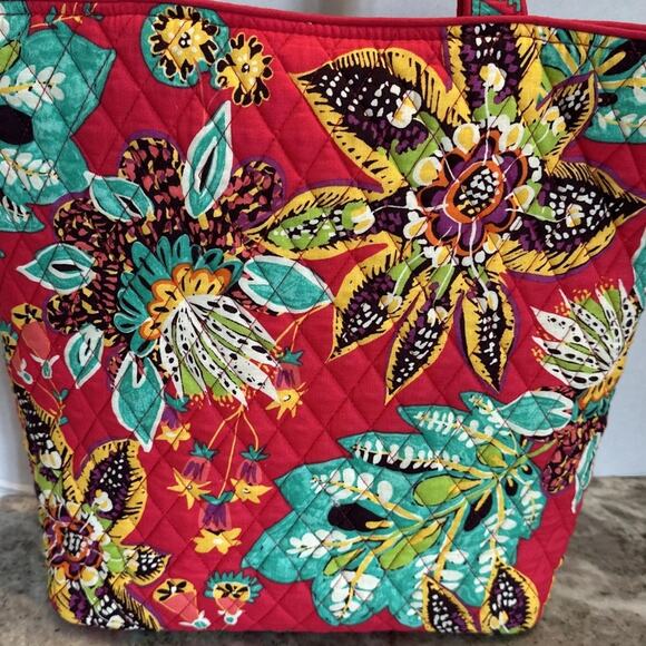 Vera Bradley Tote Bag, Rumba Summer 2017, Red with Colorful Flowers - Picture 4 of 10